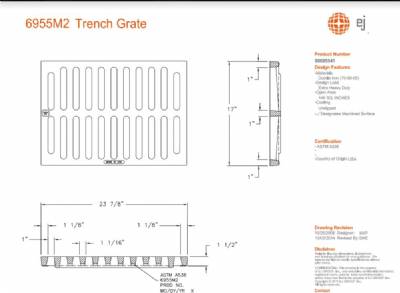 17" Wide Trench Drain Grate 1 1/2" Deep