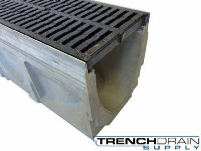 8" Wide Galvanized Edge Polymer Concrete Trench Drain Kit - 40 Foot Complete