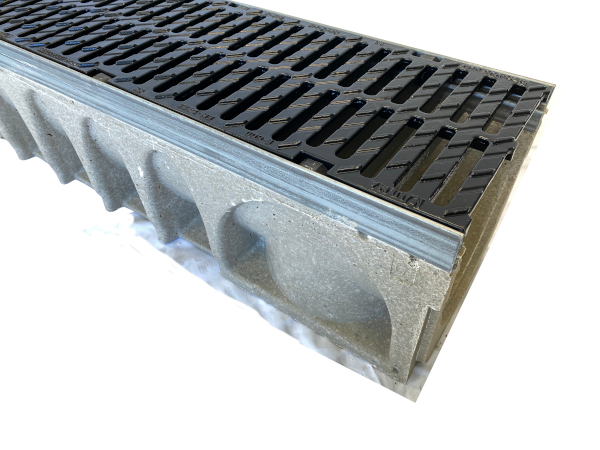 8" Wide MultiV Galvanized Edge Concrete Trench Drain Kit - 20 Foot Complete