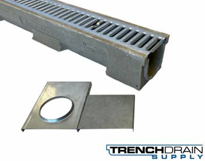 4" Wide D100 Edge Polymer Concrete Trench Drain Kit - 13 Foot Complete