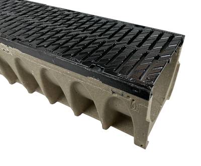 8" Wide MultiV DI Edge Concrete Trench Drain Kit - 10 Foot Complete