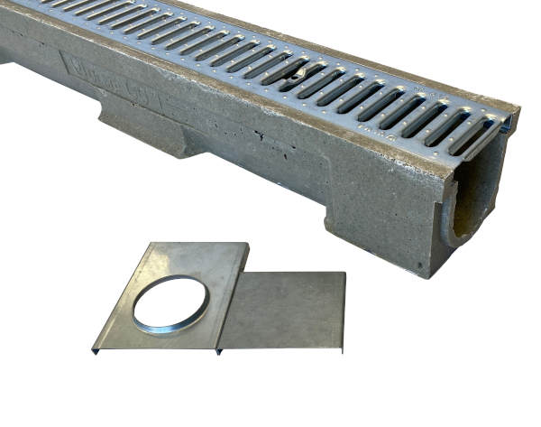 4" Wide D100 Edge Polymer Concrete Trench Drain Kit - 56 Foot Complete