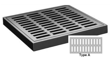 16" Wide Square Type A Grate 1 3/4" Deep