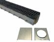 4" Wide Multi V Ductile Iron Edge Polymer Concrete Sloped Trench Drain Kit - 03 Foot Complete