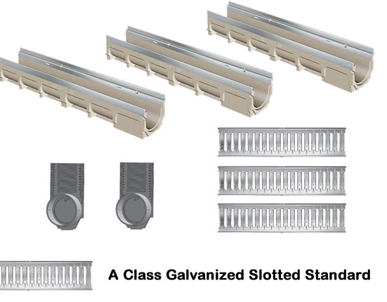 4" Wide Polymer Concrete Trench Drain Kit 90 Foot Complete