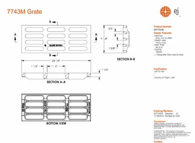 7743M Curb Inlet Grate, Black Asphaltic Coated