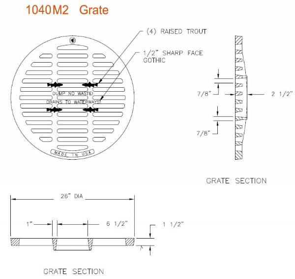 26" Round Grate "Dump No Waste" 1.5" Deep