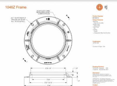 36" outside Manhole Frame