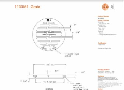 22" Manhole Frame With Type M1 Flat Grate only