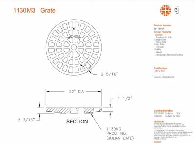 22" Manhole Type M3 Radial Grate only