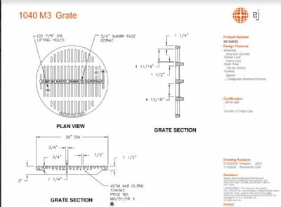 25 3/4" Manhole Frame With 1040M3 ADA Grate