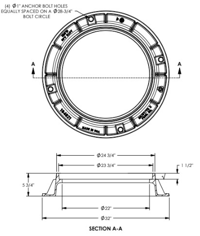 5-3/4" Tall Frame for 23-1/2" Covers