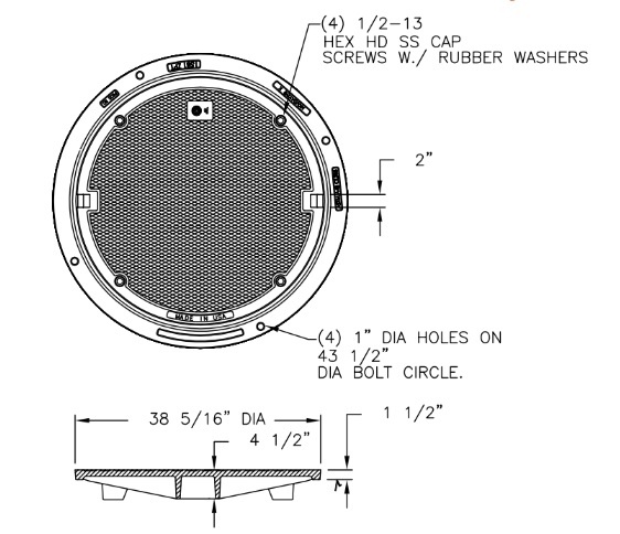 38 5/16" Round Cover with Frame