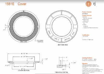 00158038 38 1/2" Manhole frame With Type E Outer Cover With 1040 Inner Cover
