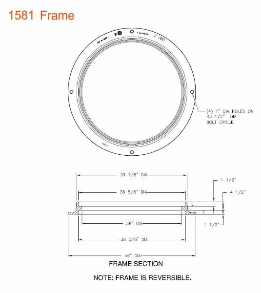 00158111 39" Round 4-1/2" Tall Reversible Frame