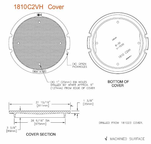 32" Round Vented 4 Hole Cover