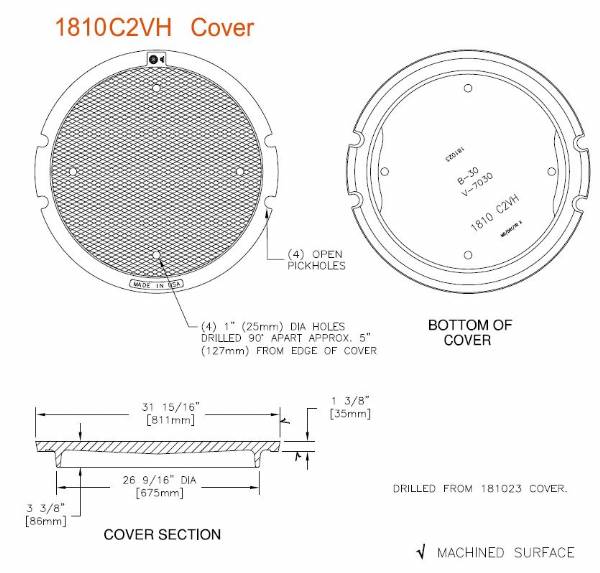 32" Round Vented 4 Hole Cover