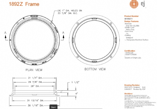 31 1/4"" Manhole Frame only