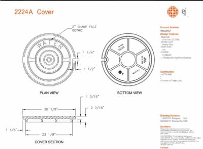 26 1/8" Manhole Cover Only (water)