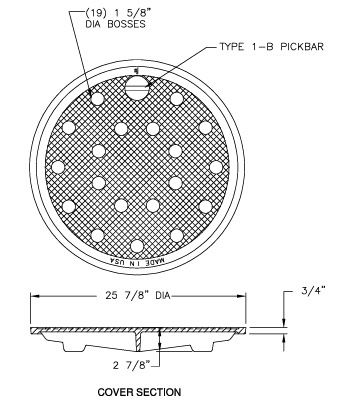 25 7/8" Solid Cover, Light Duty, Black Asphaltic Coated