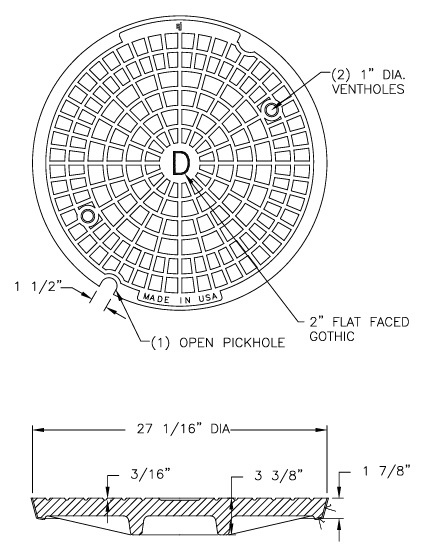 27-1/16" Vented Manhole Cover Only