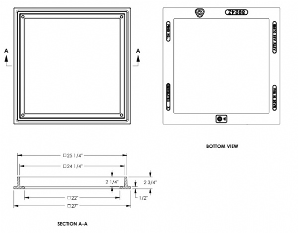 Frame for 24" Wide Square Grate