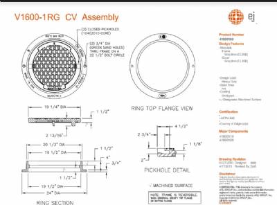 V-1600-1 RG CV 19 1/4" Assembly