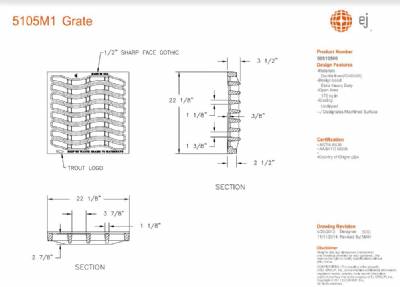 22 1/8" x 23 1/8" x 3 1/2" Dipped Grate CI