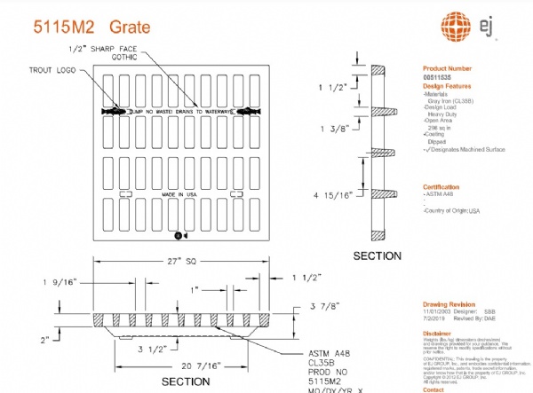 27" Square Catch Basin Inlet