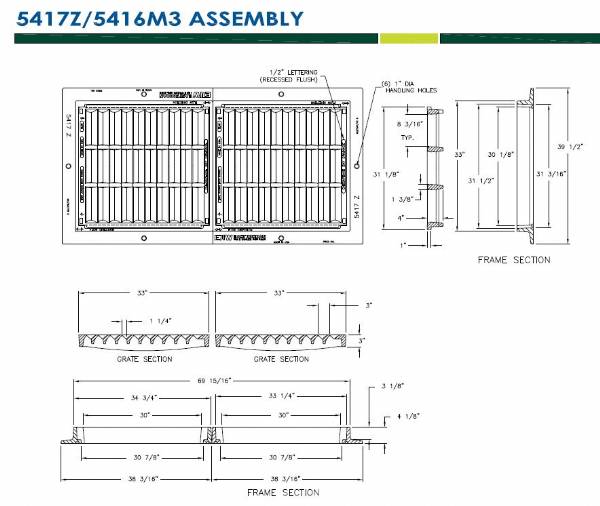 30W" x 60"L Set Vaned Frame and Grate