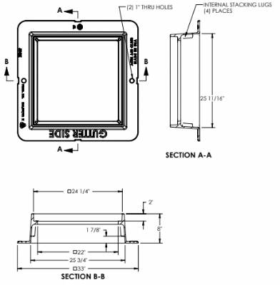 24-1/4" Wide Square 8" Tall Catch Basin Frame