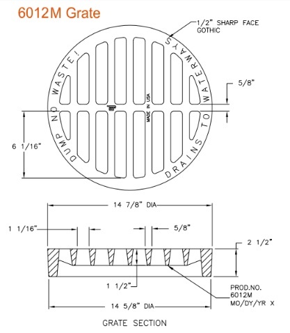 14 7/8" Sewer Pipe Grate & Cover