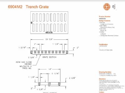 14" Wide Trench Drain Grate 2" Deep DI XHD