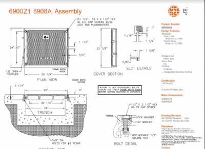 26" Wide Frame and solid Cover Bolted Assembly 2" Deep