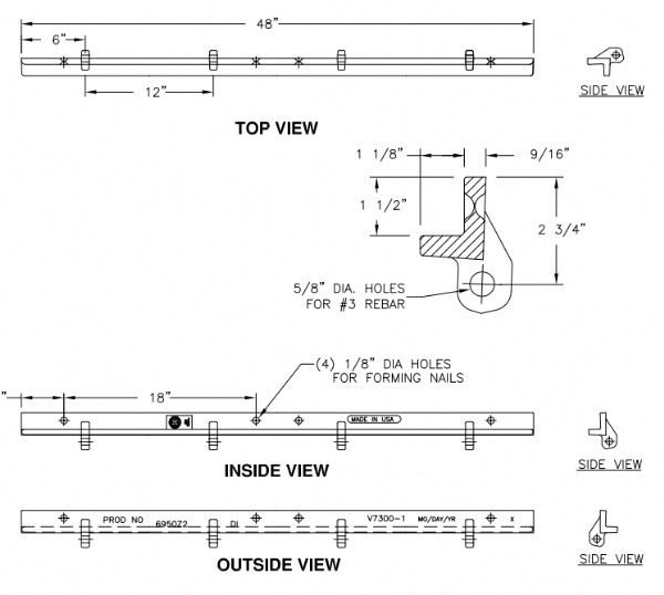 48" Long Trench Rail 1.5" Seat Thickness