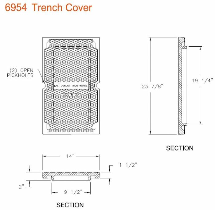 14" Wide Solid Trench Drain Cover 1 1/2" Deep