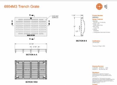 6954M3 14" x 24" x 1 1/2" CI grate ADA(Equal V-7394)