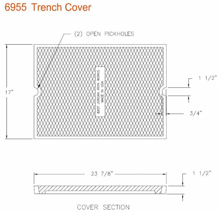 17" Wide Solid Trench Drain Cover 1 1/2" Deep