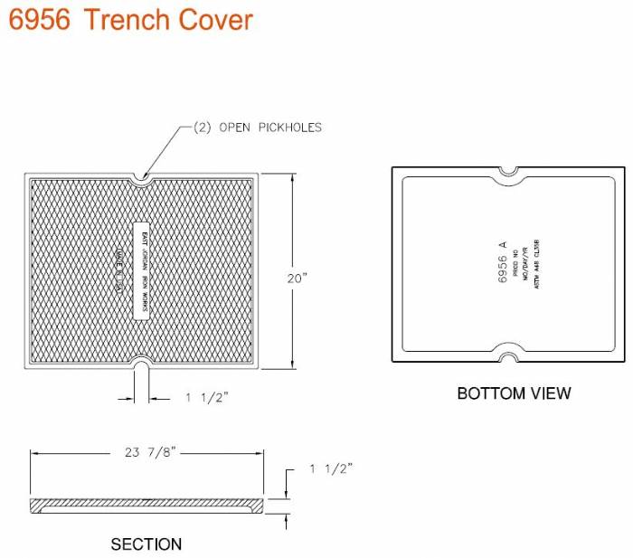 20" Wide Solid Trench Drain Cover 1 1/2" Deep