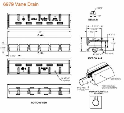 6979 8" Wide Vane Drain x 36" Length