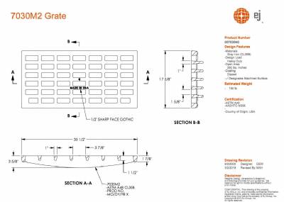 35 1/2" x 17 5/8" x 1 7/8" Grate Only