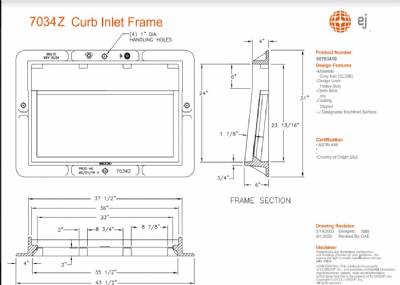 7034Z Curb Inlet Frame for Driveover Grate, Black Coated