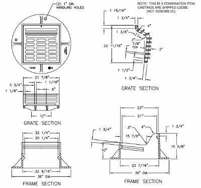 21 7/8" Catch Basin Curb Inlet Frame and Grate