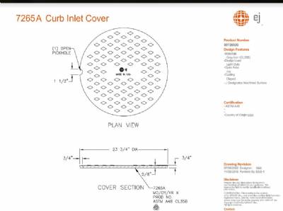 23 3/4" Curb inlet Cover Light Duty