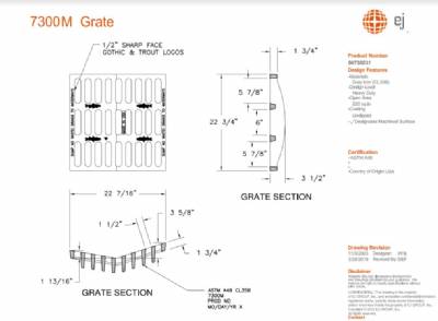 7300M 22 3/4 x 22 7/16 x 1 3/4 Grate only