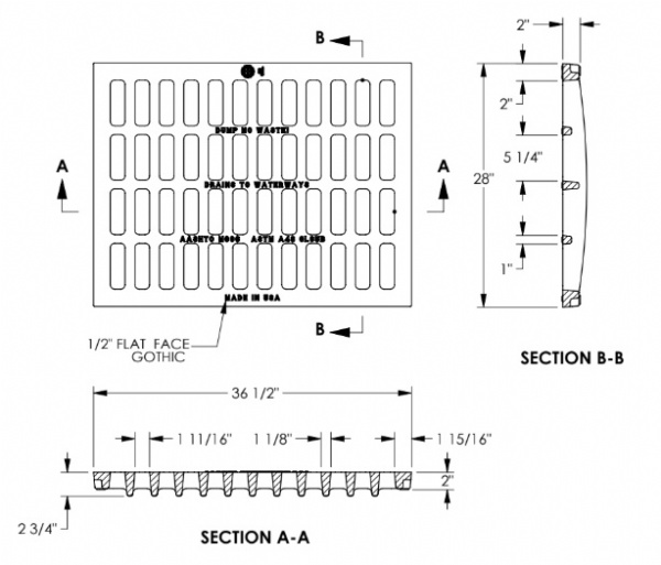 28" Wide Cast Iron Grate