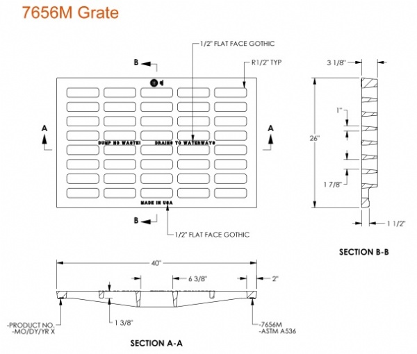 40" Wide Cast Iron Grate