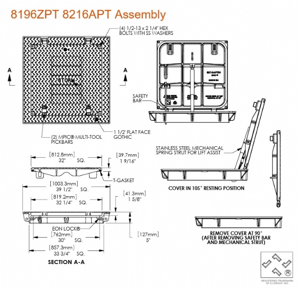 8196ZPT 8216APT 30" x 30" Assembly