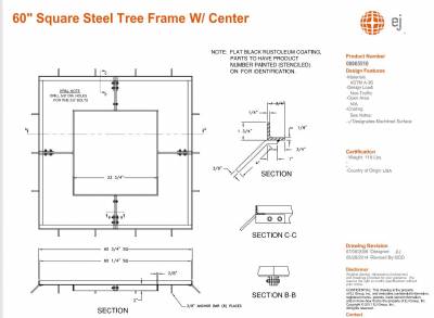 60" Square Nova Tree Grate Frame Only