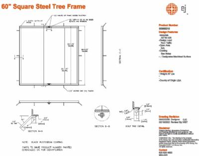 60" Square Nova Tree Grate Frame Only